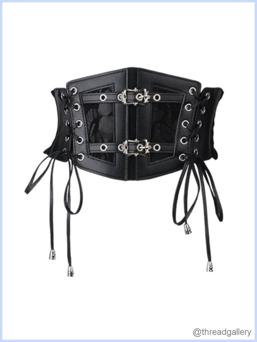 Womens Lace-Up Corset Belt Vintage PU Leather Waspie Costume Accessory